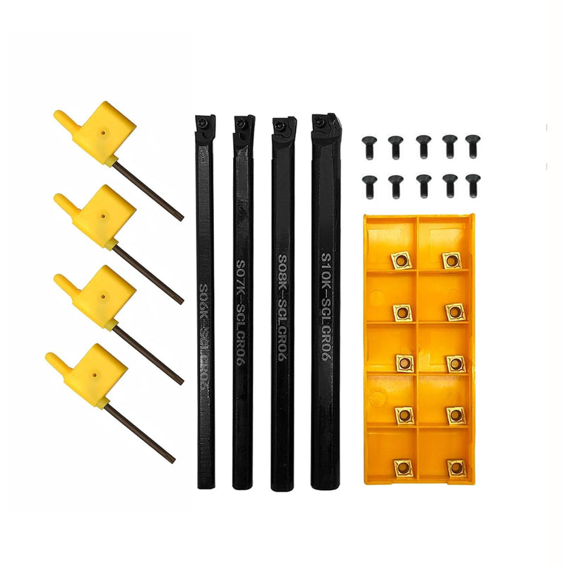 [Australia - AusPower] - Mini Metal Lathe Tools Boring Bar Set 15/64in,9/32in,5/16in,3/8in shank Turning Tool holders with CCMT21.51 CCMT06 Boring Bar Replacement Carbide Turninng Inserts for steel Turning tools bit set (ccmt21.51) 