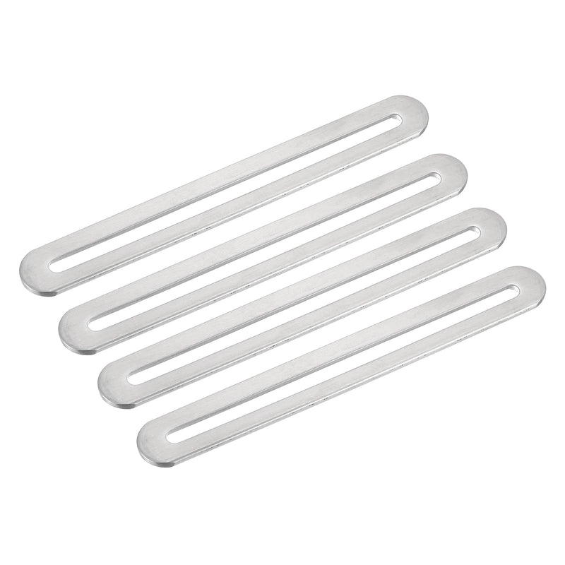 [Australia - AusPower] - uxcell Adjustable Corner Code, 4Pcs 155x19mm - Stainless Steel Flat Straight Thickened Slotted Brace Brackets, for Fixed Furniture Shelf Connector (Silver) Silver 
