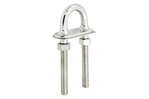 Vinland Marine 304 stainless steel stern eye U-bolt with welded plate for boat bow and stern tie-downs