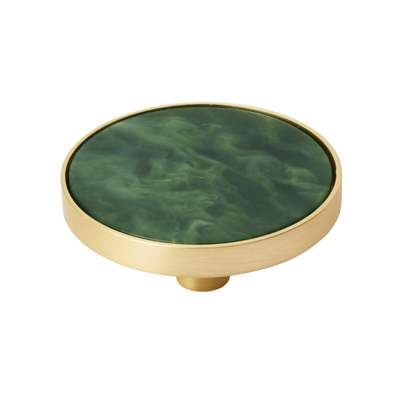 Amerock 2PK36972EMG Accents Round Cabinet Knob | Furniture Knob | 2 inch (51 mm) Diameter Gold/Emerald Green Decorative Drawer Pull