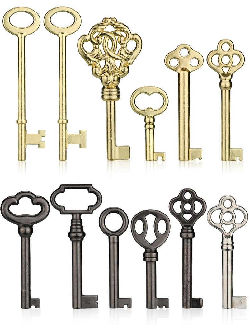[Australia - AusPower] - Skeleton Key Set, 12-Key Universal Replacement Skeleton Keys Kit for Antique Dresse, Chinese Cabinet, Antique Furniture and Old Style Cabinets or Doors 