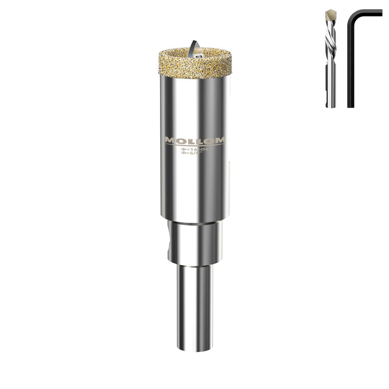 [Australia - AusPower] - 5/8" (16mm) Diamond Hole Saw with 2Pcs Removable Pilot Drill Bit Smooth Cutting for Porcelain Tiles,Glass,Ceramic,Marble,Fiberglass,etc 16mm | 5/8" Single Pack 