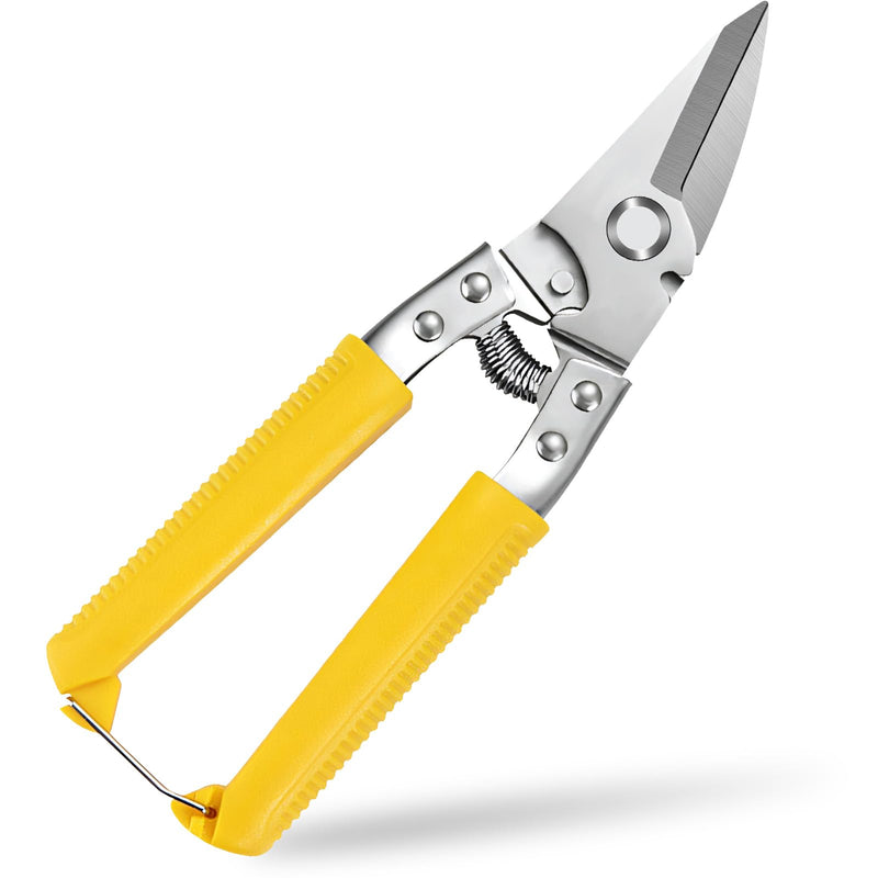 [Australia - AusPower] - Heavy Duty Scissors, Cardboard Scissors, with Finely Serrated High Carbon Stainless Steel Blades- easy Cuts Electrical Cable Notch, Gardening Pruning, Leather, Solid Copper Wire, Insulated Cable, etc 