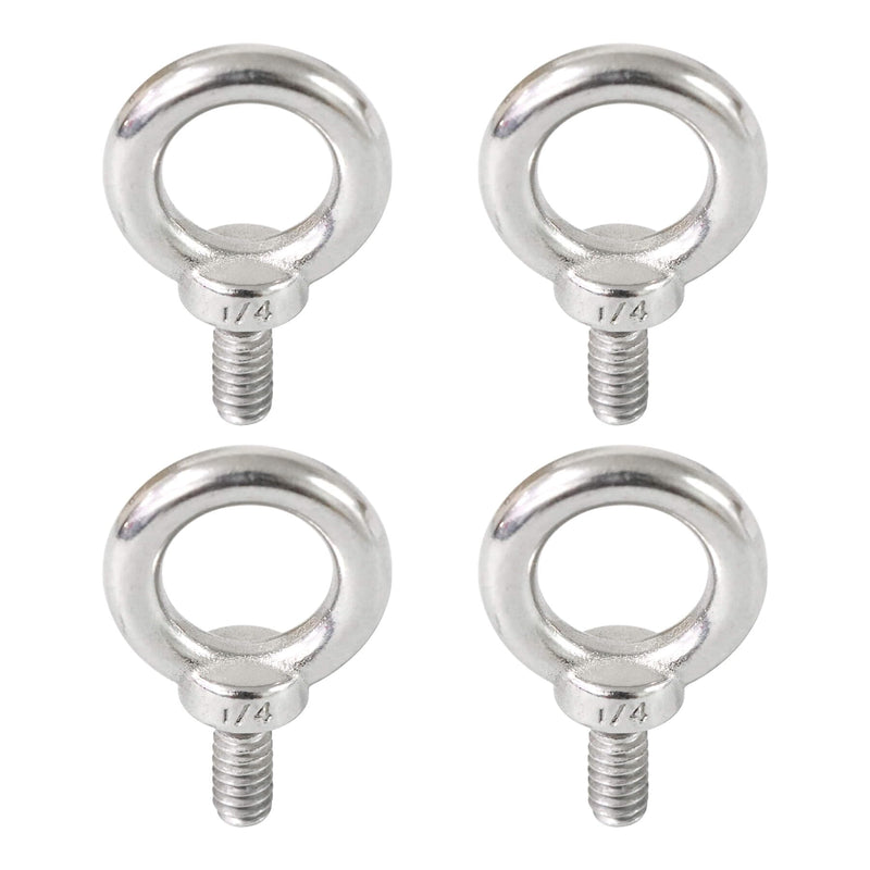 [Australia - AusPower] - 4 Packs 316 Stainless Steel 1/4" UNC Eye Bolt, Machinery Shoulder Eyebolts, Lifting Ring Threaded Eyebolt 1/4" 4 