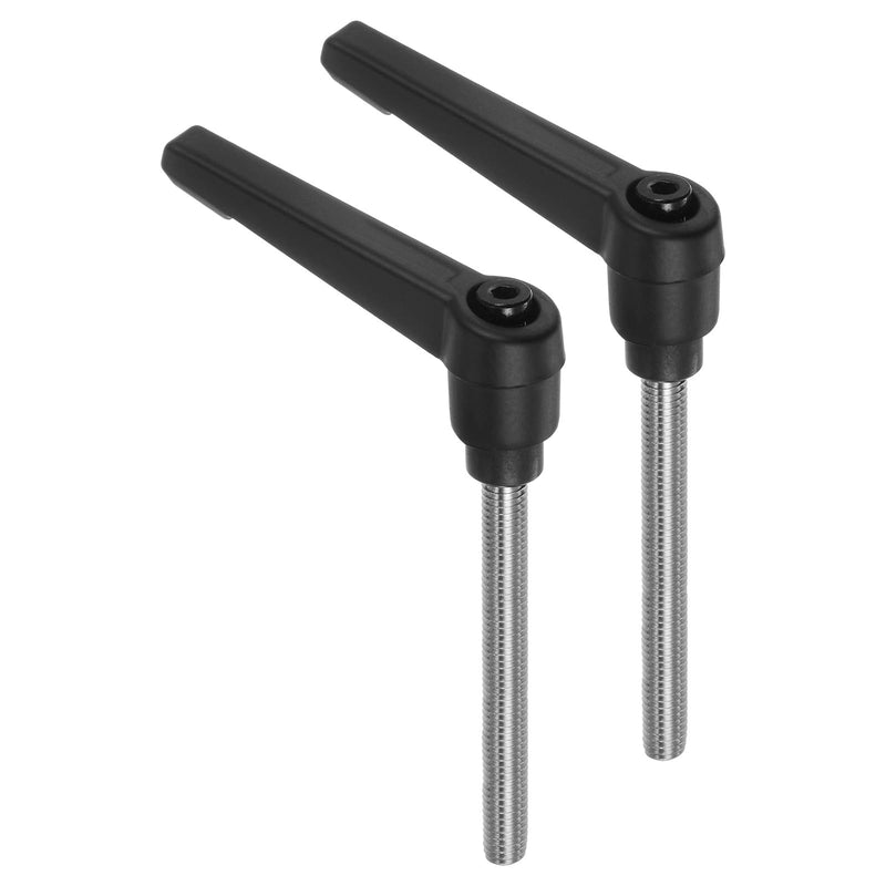 [Australia - AusPower] - uxcell 2pcs Clamping Lever Handles, M6 x 70mm 304 Stainless Steel Threaded Male Stud, Adjustable Handles Locking Quick Release Ratchet Push Button Bolt Knobs, Black 