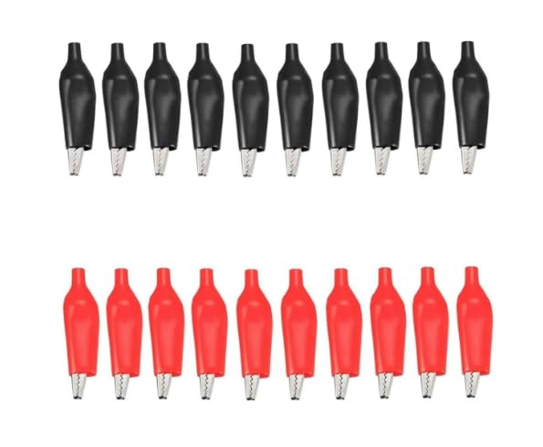 [Australia - AusPower] - 20Pcs Medium Alligator Clips Black Red Soft Insulated Boots Covered Test Lead Clamp,Test, Measure and Inspect 