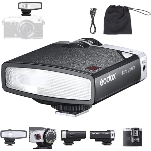 Godox Lux Junior Retro Camera Flash with PC sync Ports (Black, 4.6oz) Black