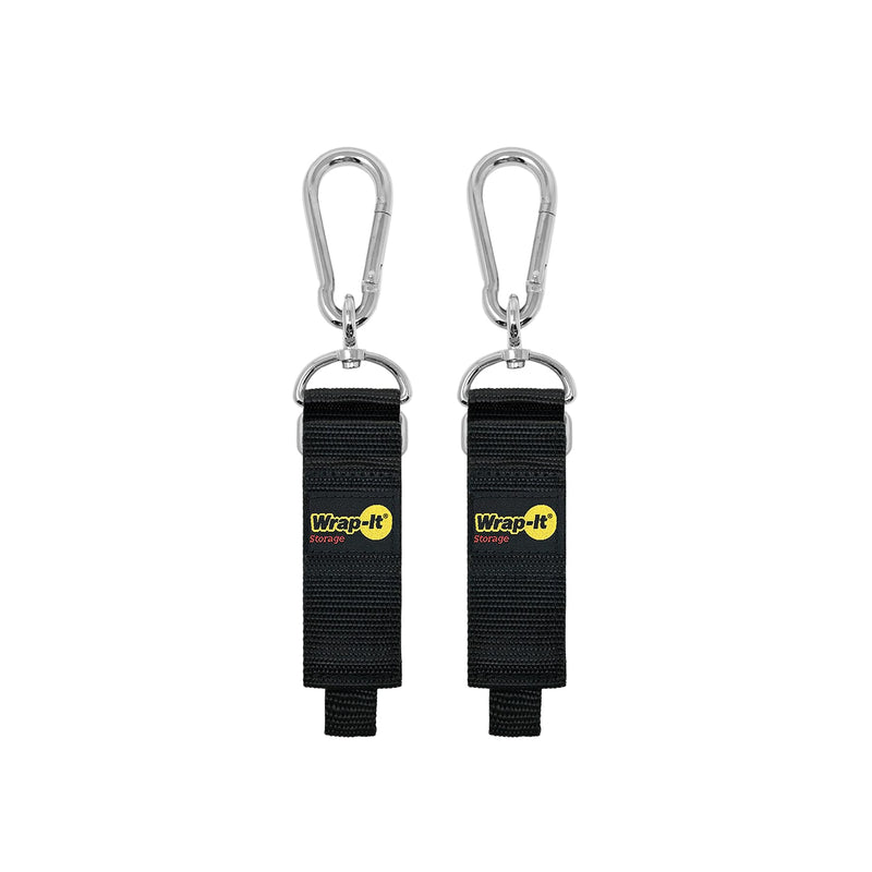 [Australia - AusPower] - Hook 'n Hang Wrap-It Storage Straps - 12" (2-Pack) Black - Carabiner Straps to Use as Extension Cord Holder Heavy Duty Straps with Hooks for Cord Storage or Garden Hose Strap 12" (2-Pack) 