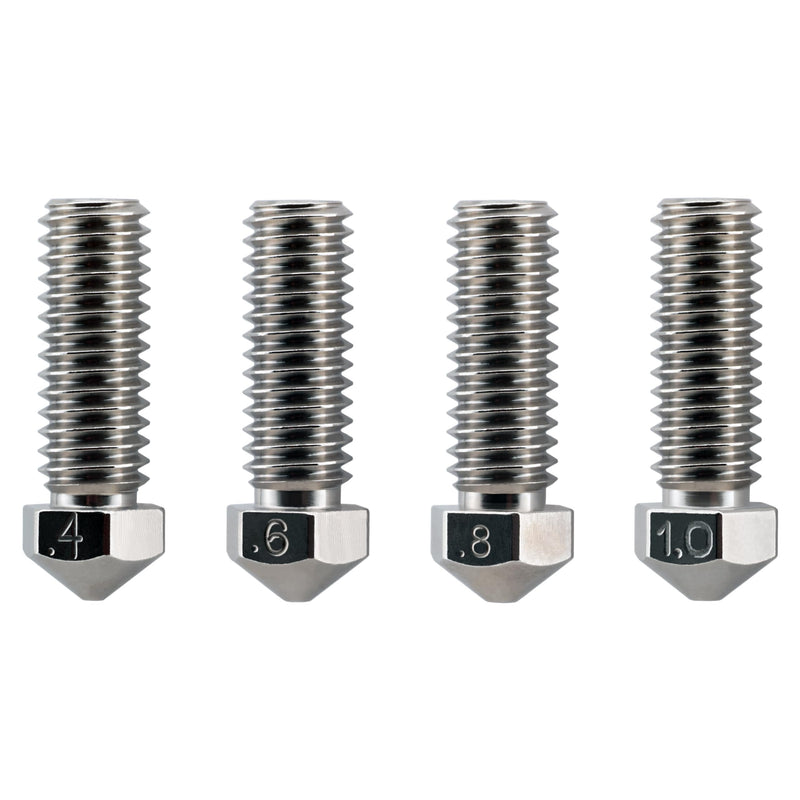 Micro Swiss Plated Wear Resistant High Flow Volcano Compatible/Artillery Sidewinder 1.75mm Nozzles Value Pack (0.4mm, 0.6mm, 0.8mm, 1.0mm) Value Pack (.4mm,.6mm,.8mm,1.0mm )