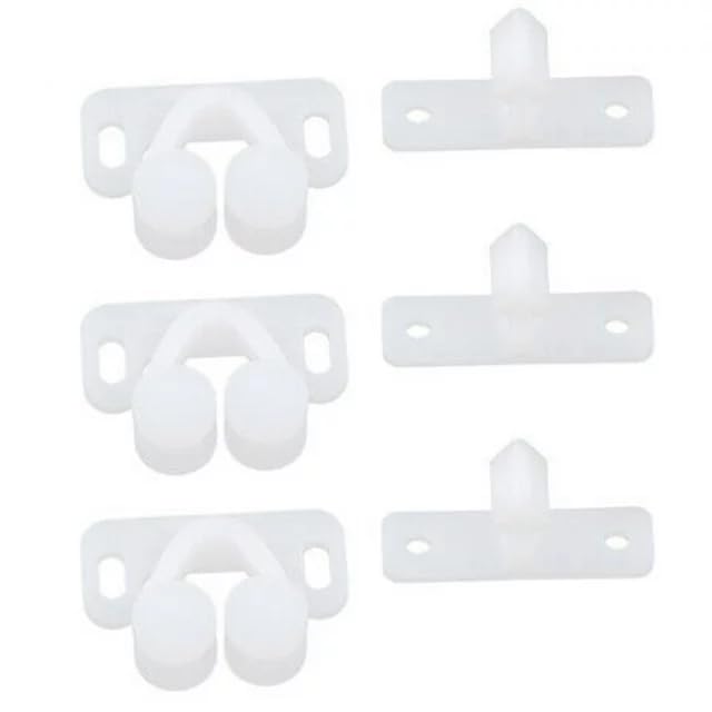 [Australia - AusPower] - 3Pcs White Marine Boat Ball Catch Door Cupboard Spring Back Plates Roller Latch Plastic Catches Cabinet Hardware 
