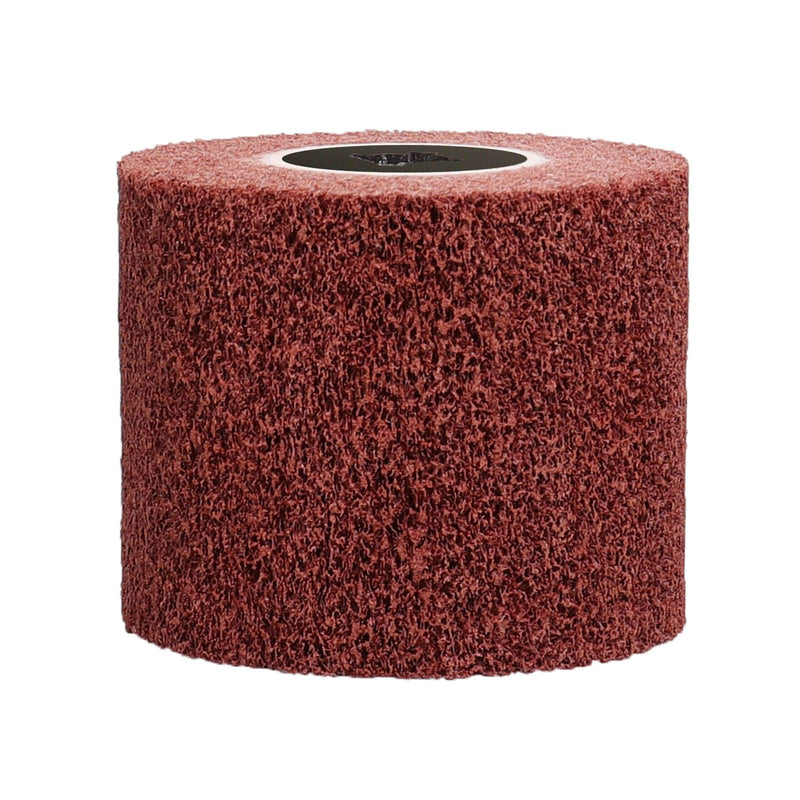 [Australia - AusPower] - Non-Woven Wire Abrasive Drawing Polishing Burnishing Wheel,60 Grit 120 x 100 x 19 mm Flap Wire Brush Drum for Stainless Steel,Aluminum,Copper and More for Surface Conditioning Wheel Red 60 Girt 