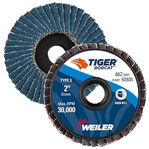 Weiler 50935 2-inch 80-grit zirconium flap mini disc with plastic backing, pack of 10