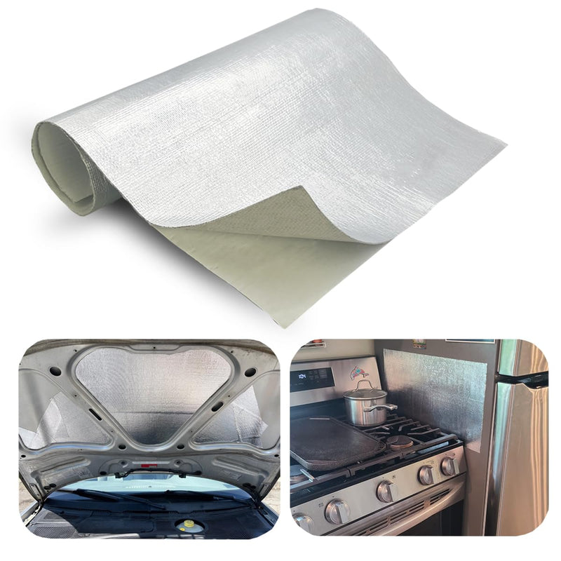 [Australia - AusPower] - Adhesive Backed Aluminized exhaust heat shield tape for wall behind grill 2000 Degrees High Temp Protection Material Thermal Barrier Blanket Mat (12'' X 12'') 12'' X 12'' 