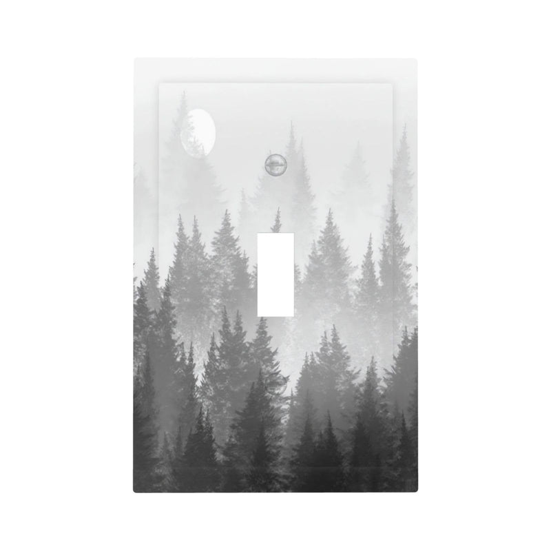 [Australia - AusPower] - Misty Forest Landscape 1 Gang Light Switch Cover Outlet Covers Plate Farmhouse Rustic Decorative Single Toggle Wall Plate Electrical Switchplate Faceplate Home Decor Accessories 5" x 3" White Gray Single Toggle 1 Gang White Gray Misty Forests Landscape 