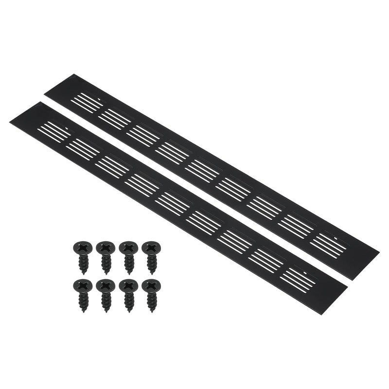 [Australia - AusPower] - PATIKIL 16 x 2 Inch Door Air Vent Cover, 2pcs Aluminum Grille Ventilation Cover Louvered with Mounting Screws for Cabinet Wardrobe Door, Black 