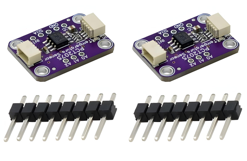 [Australia - AusPower] - 2Pcs PCT2075 11 Bit Higher Accuracy ADC Measurement I2C Temperature Sensor, Compatible with QT/Qwiic + pins 