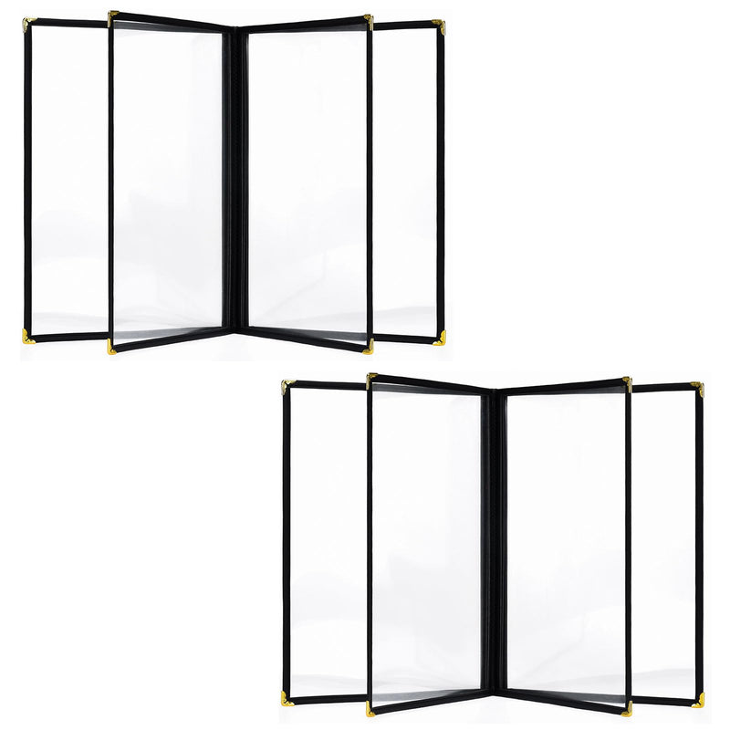 [Australia - AusPower] - Resturant Menu Covers, 2 PCS 4 page 8 view transparent leather Menu Covers 8.5X11 inch, homeschool supplies and restuarnt supplies (Black*2) 