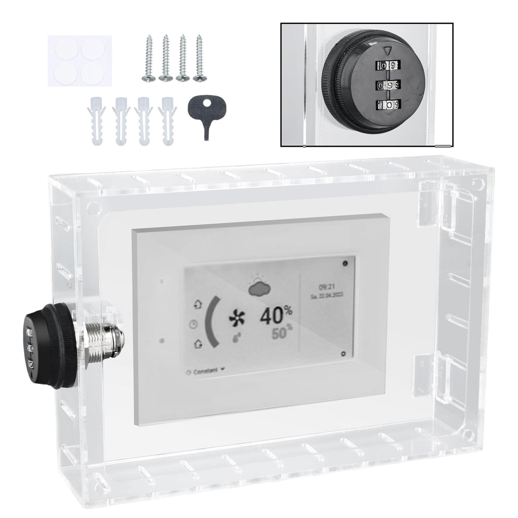 [Australia - AusPower] - Thermostat Cover with Lock, Clear Universal Thermostat Combination Lock Box on Wall with 3-Digit Password Guard Fits 6.5"x4.72" Thermostat or Smaller Easy to Install 
