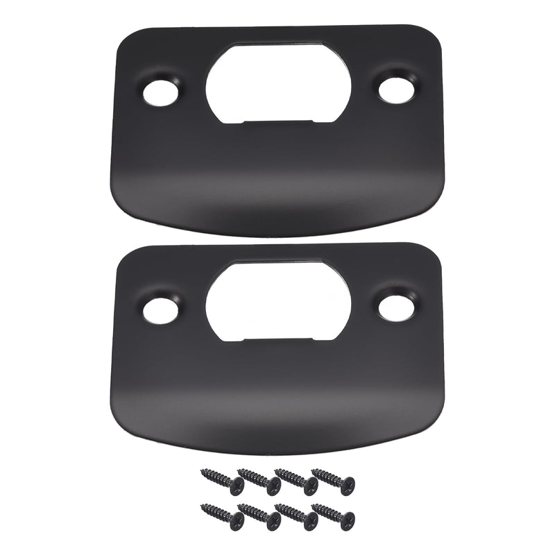 [Australia - AusPower] - uxcell Door Strike Plate, 2Pcs 57mm x 45mm 201 Stainless Steel Latch Deadbolt Strike Plate for Door Frame Door Jamb, Black 