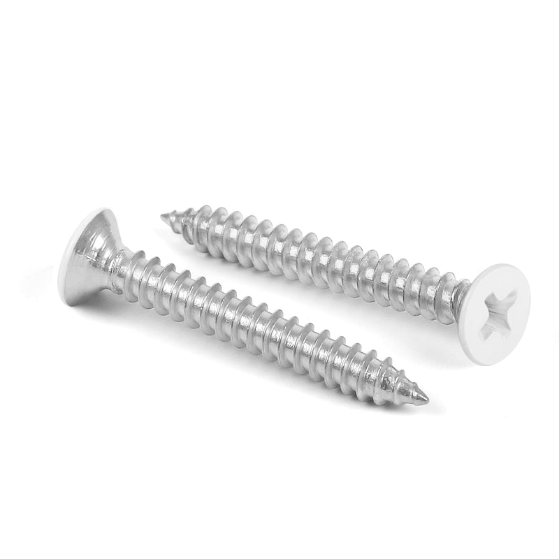 [Australia - AusPower] - #6 x 1-1/4" Flat Head Wood Screw, Sheet Metal Screws, Stainless Steel 18-8 (304), White Head, 100 PCS #6 x 1-1/4" 