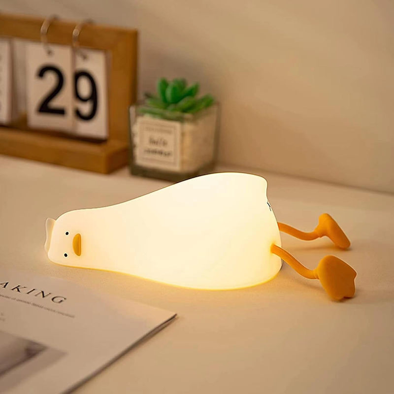 [Australia - AusPower] - ATCTBOGFS Cute Duck Lamp, Fun Lying Flat Duck Night Light,LED Squishy Animal Novelty Lamp,Light up Duck for Kids Great Gift,3 Level Dimmable Nursery Nightlight Rechargeable Touch Lamp (Duck Lamp) Yellow 