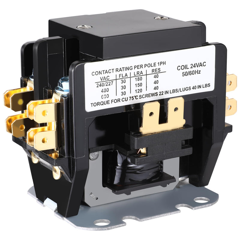 [Australia - AusPower] - HVAC Motor Contactor, 2 Pole 30 Amp 24V Air Conditioning Contactor, Compatible with Air Conditioning Condenser Compressor Contactor 2P 30A 