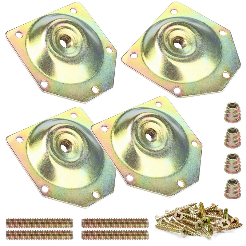 [Australia - AusPower] - Leg Mounting Plates, Furniture Leg Attachment Plates, 12 Degree Angled Metal Table Leg Mounting Hardware, Furniture Leg Mounting Brackets Industrial Strength T-Plate, 4 Pack 