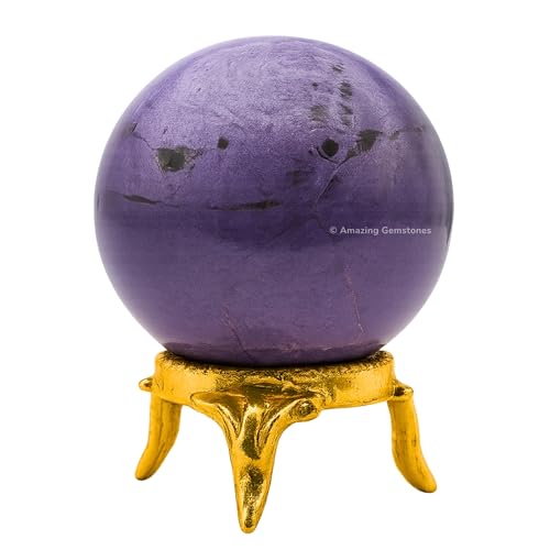 Amazing Gemstone Stichtite Crystal Ball with Stand - 1.5 Inches Crystal Sphere Meditation Balls for Witchcraft and Decorative Balls