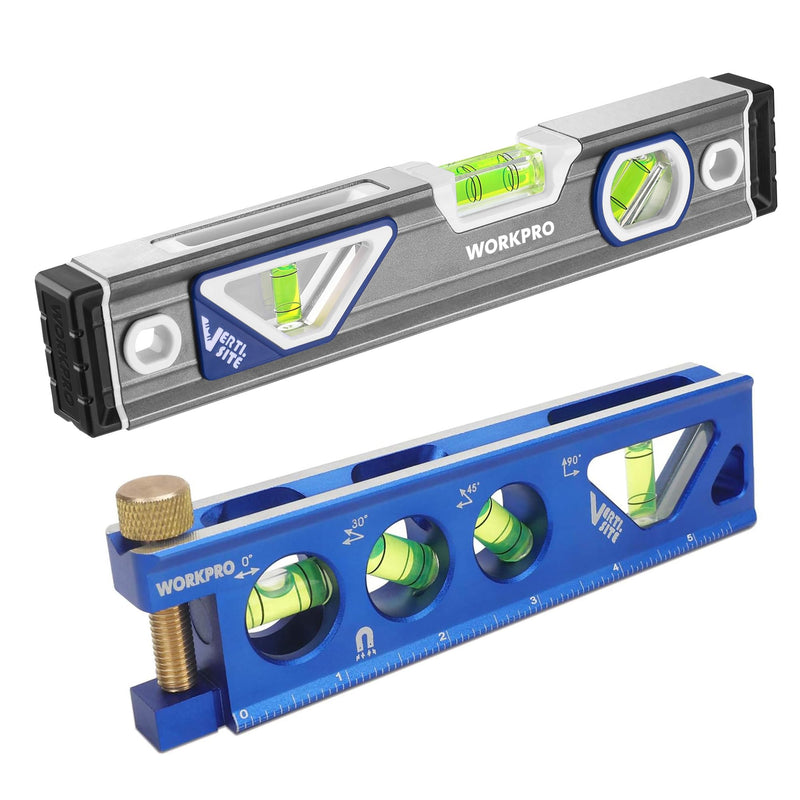 [Australia - AusPower] - WORKPRO Magnetic Torpedo Level Verti. Site 4 Vial and 10 Inch Torpedo Level 