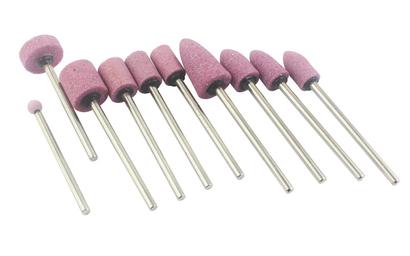 [Australia - AusPower] - 𝐋𝐮𝐨 𝐤𝐞 10 Pcs 85mm Extra Long Shank Rotary Grinding Stones - 1/4'' Round Shank Abrasive Stone Mounted Grinding Bits for Rotary Tools, Drill, Grinder 