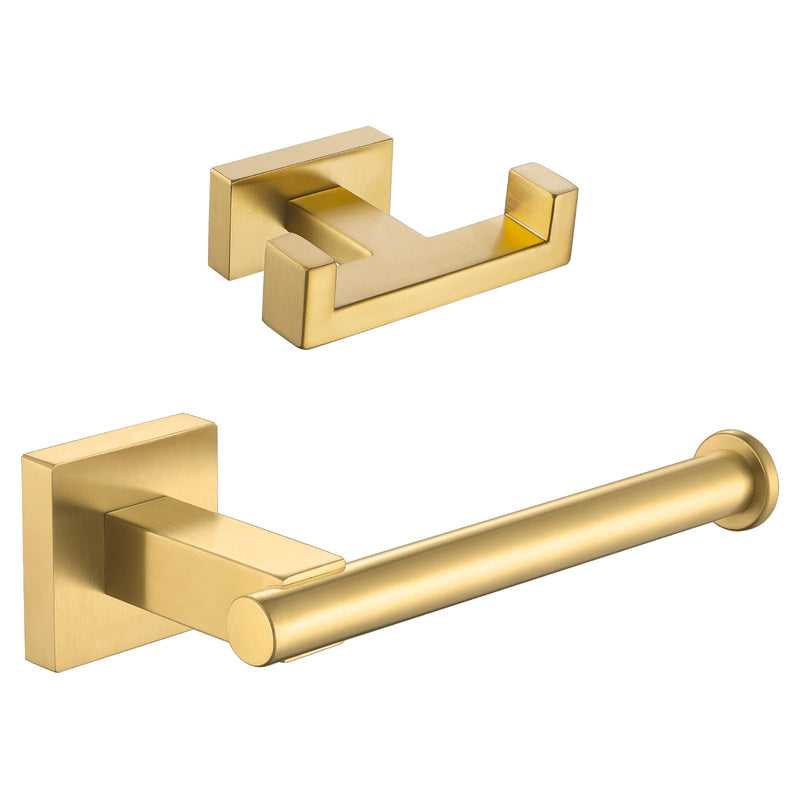 [Australia - AusPower] - Suyar Double Towel Hook Bundle with Toilet Paper Holder (Brushed Gold) 