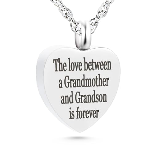 Gredstar Urn Necklace for Ashes,Grandmother and Grandchild Memorial Pendant silver