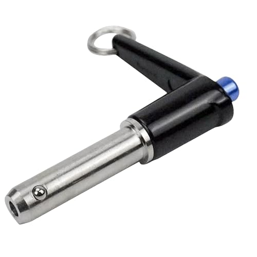 HAIWEN 12x60mm L-handle aluminum grip safety pin with stainless steel ball lock, ring and lanyard cable