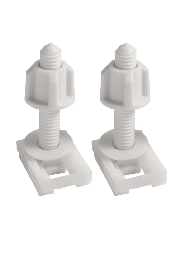 [Australia - AusPower] - 2Pcs White Plastic Toilet Seat Screws and Nuts with Washers,Toilets and Toilet Parts, Toilet Parts,Hinge Bolts Screws Hinges Replacement Parts for Mounting Toilet Seats Toilet Lid Toilet Seats 