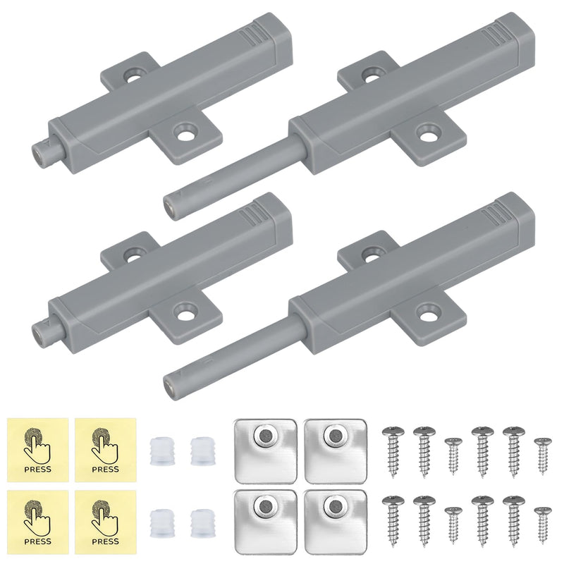 [Australia - AusPower] - 4pcs Push to Open Door Latch, Heavy Duty Magnetic Push Latch Push Door Lock with Installation Accessories Press to Open Door Latch for Doors Cabinets Drawers Closet 