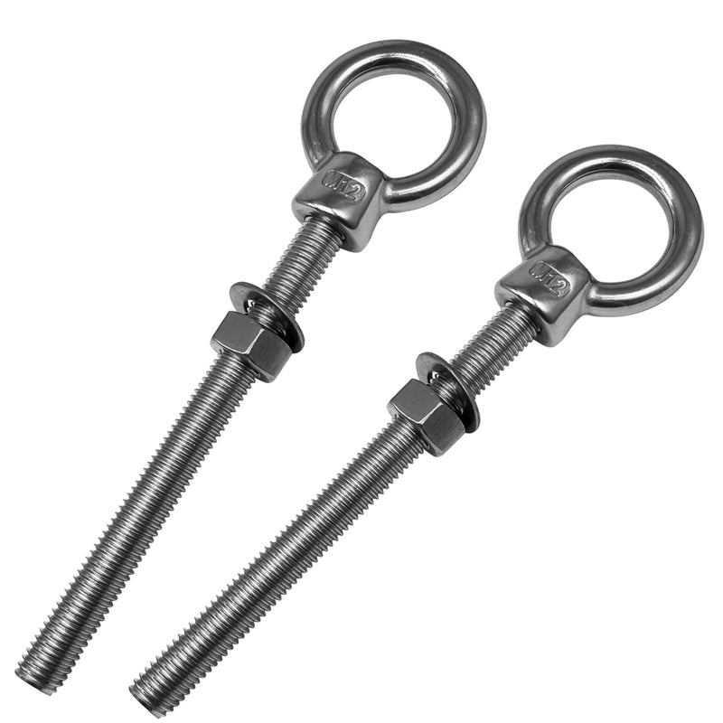 [Australia - AusPower] - Eye Bolts, 2pack 1/2" x 5-1/8" Heavy Duty Shoulder Lifting Ring Threaded Eyebolts with Nuts Washers 316 Stainless Steel Marine Grade Eyebolt M12*130-2pack 