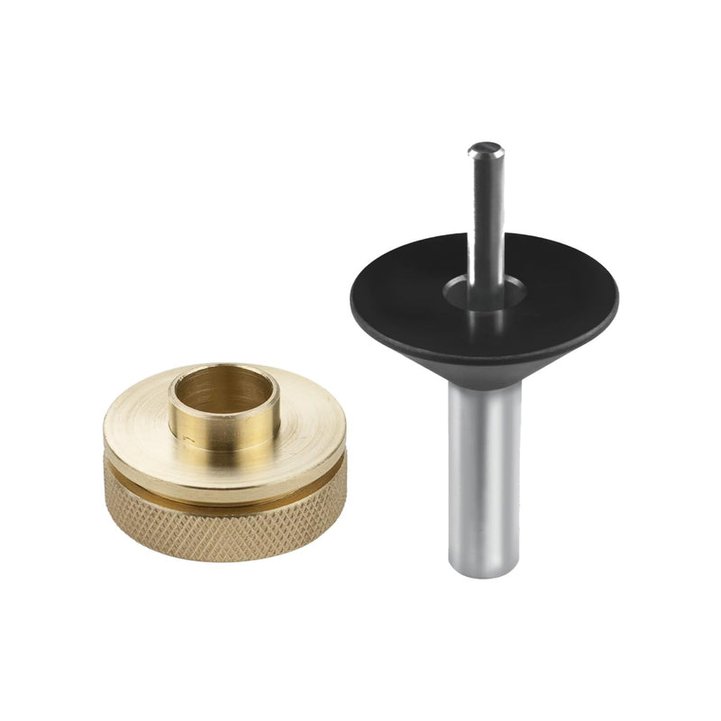 [Australia - AusPower] - POWERTEC 71166 Short Shank Guide Bushing and Nut, 5/8-Inch with Router Base Plate Centering Pin and Cone Set with 1/2"" and 1/4"" Ends for Calibrating Plates, Centering Template Guides 