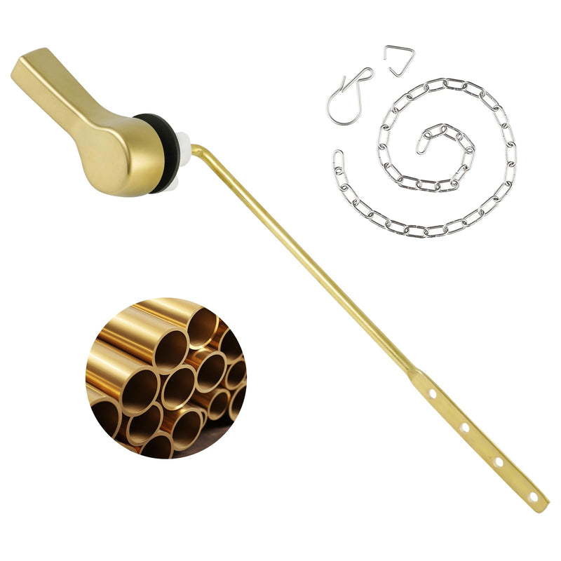 Universal Metal Brushed Gold Toilet Flush Handle Replacement, Front Mount Toilet Handle Replacement Compatible with Kohler, TOTO, American Standard, Mansfield, Gerber Toilets, Solid Brass Front Mount Design