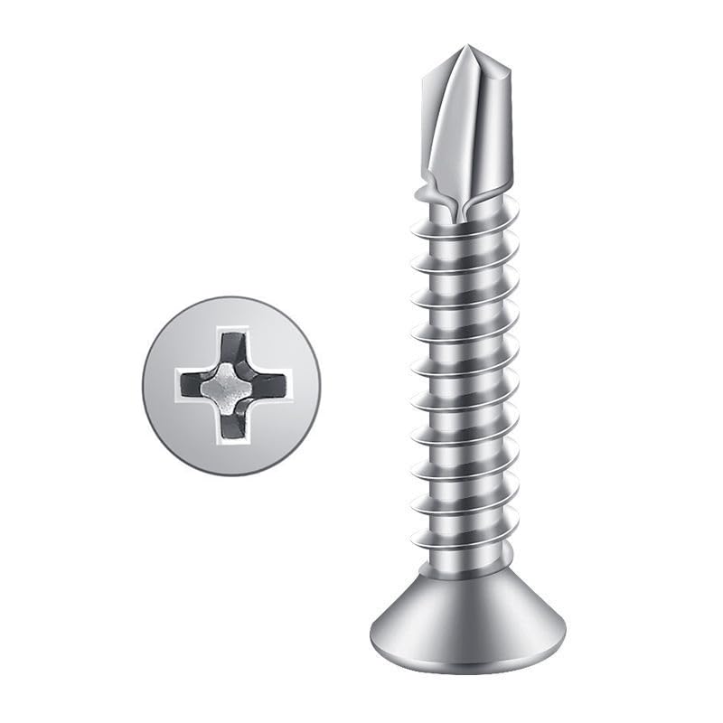 [Australia - AusPower] - #6 x 3/4" (100 Pack) Flat Head Sheet Metal Screws Self-Tapping Screw Phillips Head Self Drilling Screws, 410 Stainless Steel #6 x 3/4'' 