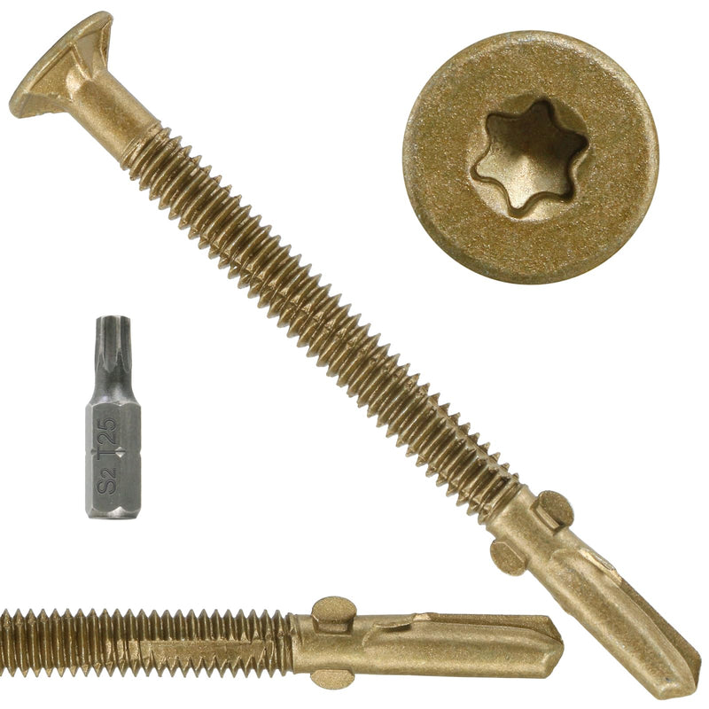 [Australia - AusPower] - #12 x 2" Trailer Deck Screws, Self-Drilling Screws for Metal, 79Pcs T25 Star Bits Reamer Tek Screws for Trailers, for Attaching Wood to Steel or Aluminum #12 x 2in 79Pcs 
