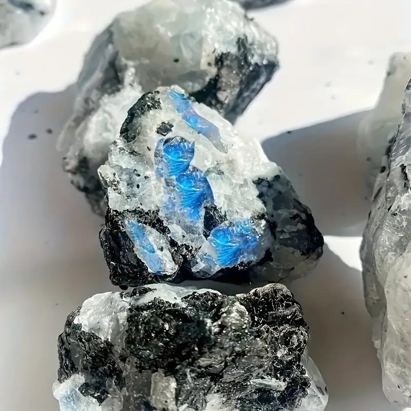 Zenkeeper 1Lb Moonstone Crystal Stone Natural Raw Stones and Fountain Rocks for Tumbling, Cabbing, Polishing, Wire Wrapping, Wicca and Reiki Crystal Healing