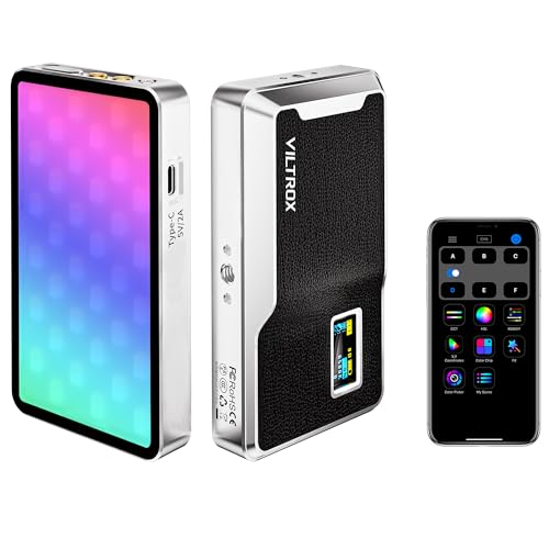 VILTROX 6000mAh On Camera LED Light, APP Control RGB Video Light 8W Retro 08X