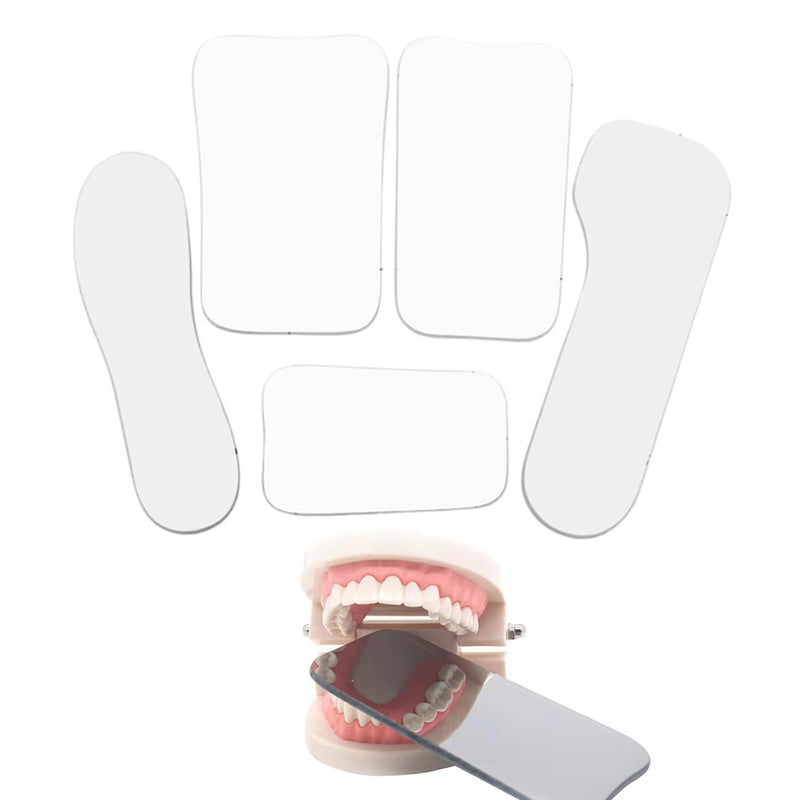 [Australia - AusPower] - Set of 5 Dental Occlusal Photographic Mouth Mirror - Rhodium Intraoral Reflective Mirrors for Dentistry, Dental Plated Glass Reflector Oral Inspection Kit for Photography 