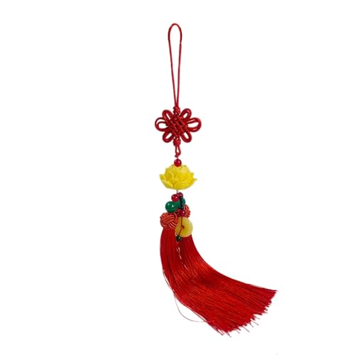Car Hanging Decoration Lotus Flower Charm Tassel for Car Decoration Wall Hanging Decor/Wealth/Prosperity/Success (Red) Red