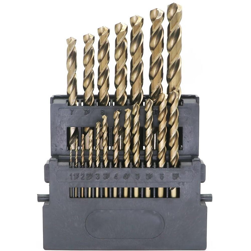 Metric Cobalt Drill Bits 1-10mm 19PCS, M35 high speed steel, high hardness straight shank drill, mechanical or hand drill for drilling, suitable for stainless steel, iron, copper and aluminum. 1-10 mm (19 Count)