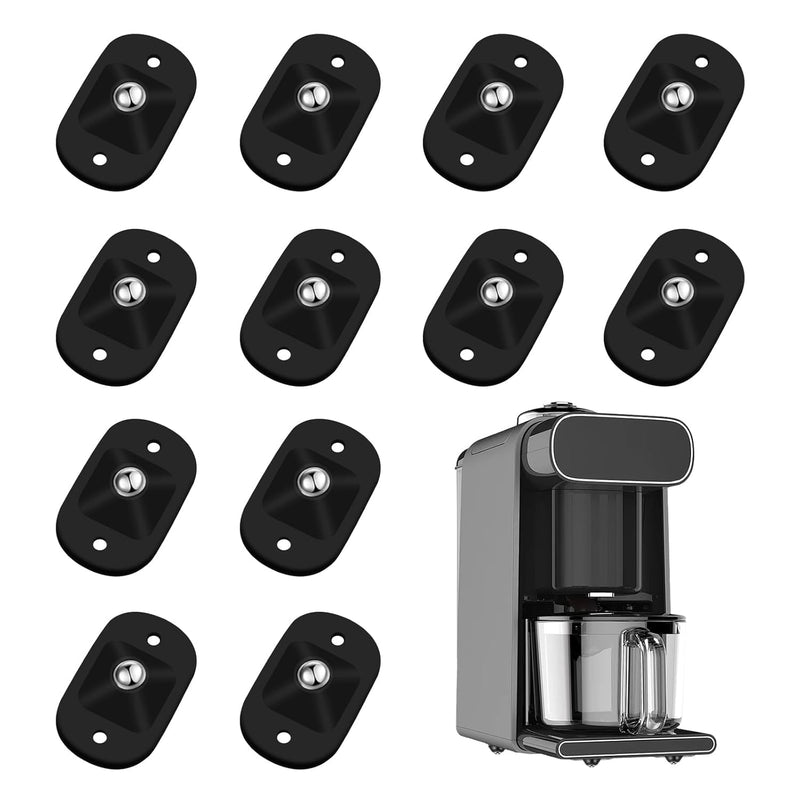 [Australia - AusPower] - 12 Pcs Self Adhesive Small Appliance Rollers,Small Caster Wheels 360°Rotation Universal Appliance Wheels for Kitchen Appliances on The Counter,Storage Box,Small Furniture(Black) Black 