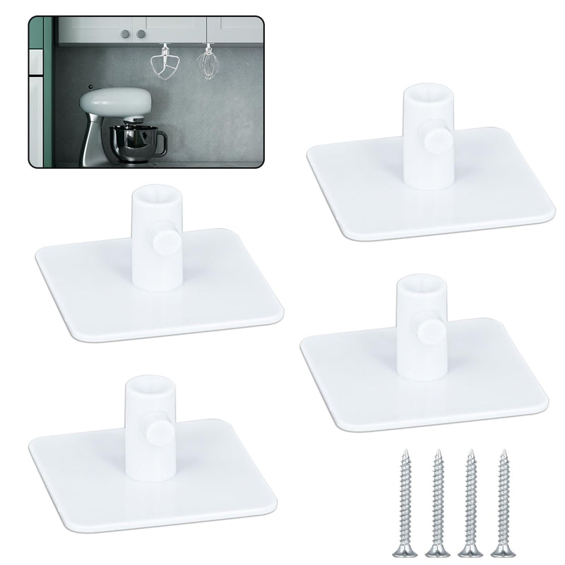 [Australia - AusPower] - 4pcs Stand Mixer Attachment Holders, Universal Mixer Attachments Organizer for Storaging Compatible with Mixer Accessories for Flat Beater, Flex Edge Beater (White) 