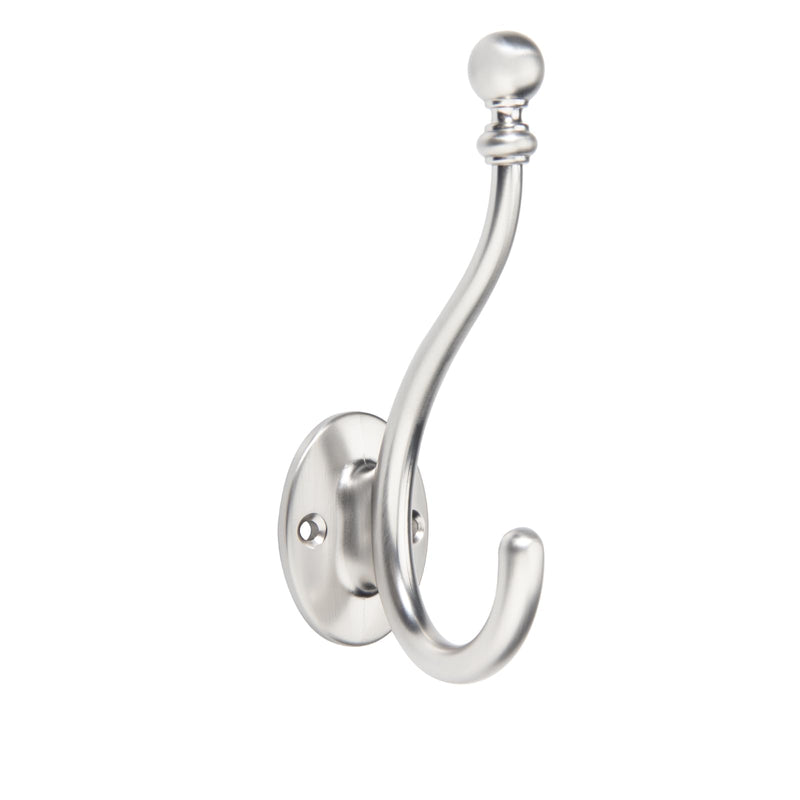 TUNNY Towel Hooks - 5 Pack Matte Nickel Brushed Coat Hook for Bathroom, Bedroom, Kitchen - Decorative Wall Hooks for Robe, Clothes, Cabinet, Closet - Bathroom Hardware