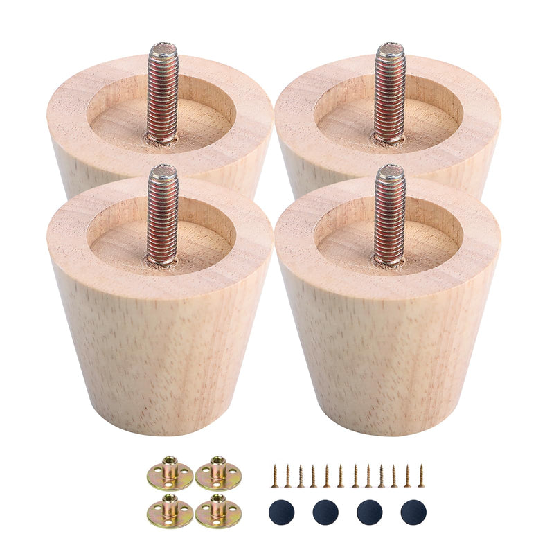 [Australia - AusPower] - 2 Inche Wood Furniture Legs Sofa Legs Pack of 4 Round Couch Legs Replacement Legs for Coffee Table Dresser Cabinet Sofa Couch Dresser Chair Ottoman Table,(Wood) 2inch 