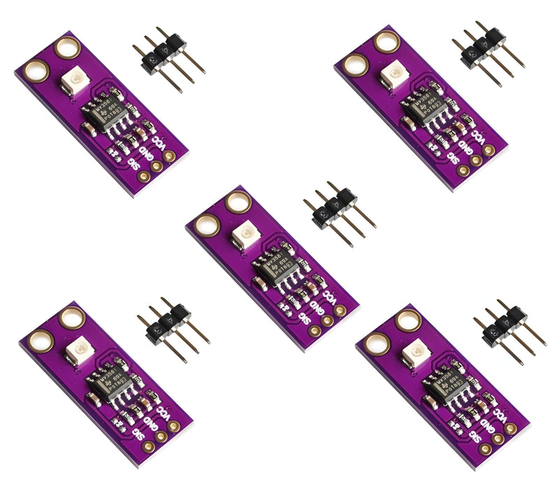 [Australia - AusPower] - 5pcs MCU-GUVA-S12SD Solar UV Intensity Sensor, GUVA-S12SD UV Detect Sensor, Ultraviolet Light Sensor, S12SD Light Sensor, Wavelength Detection Range 240nm-370nm 130 Degrees Large Angle 